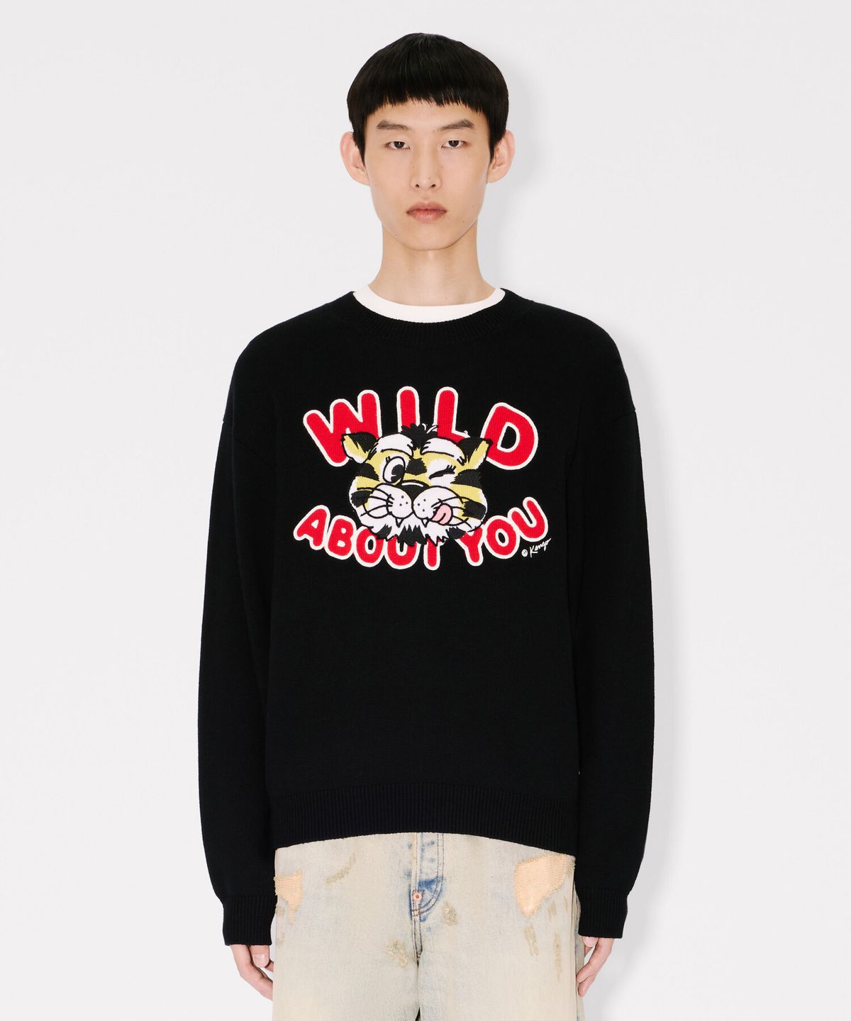 겐조(KENZO) 남성 겐조 와일드 타이거 니트_K265AMK301BKX