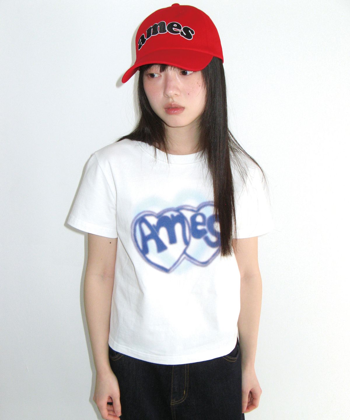 아메스 월드와이드(AMES-WORLDWIDE) HEART SPRAY TEE WHITE