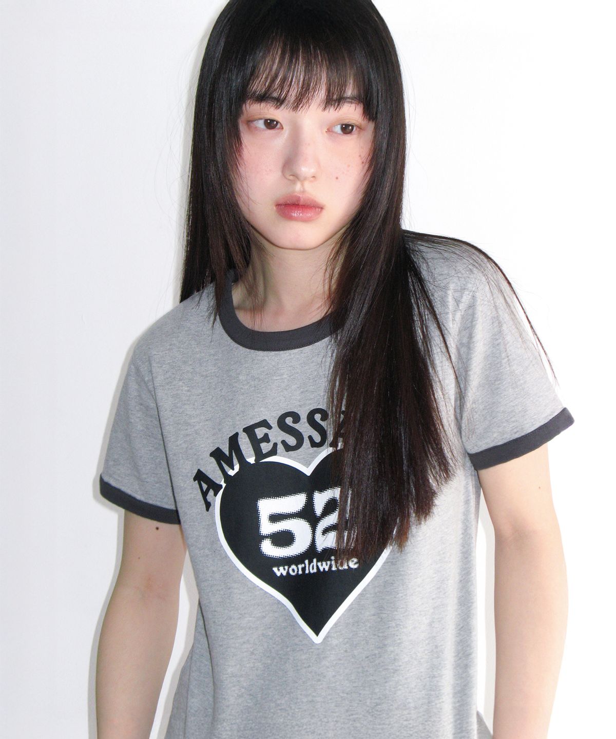 아메스 월드와이드(AMES-WORLDWIDE) 52 HEART RINGER CROP TEE GREY