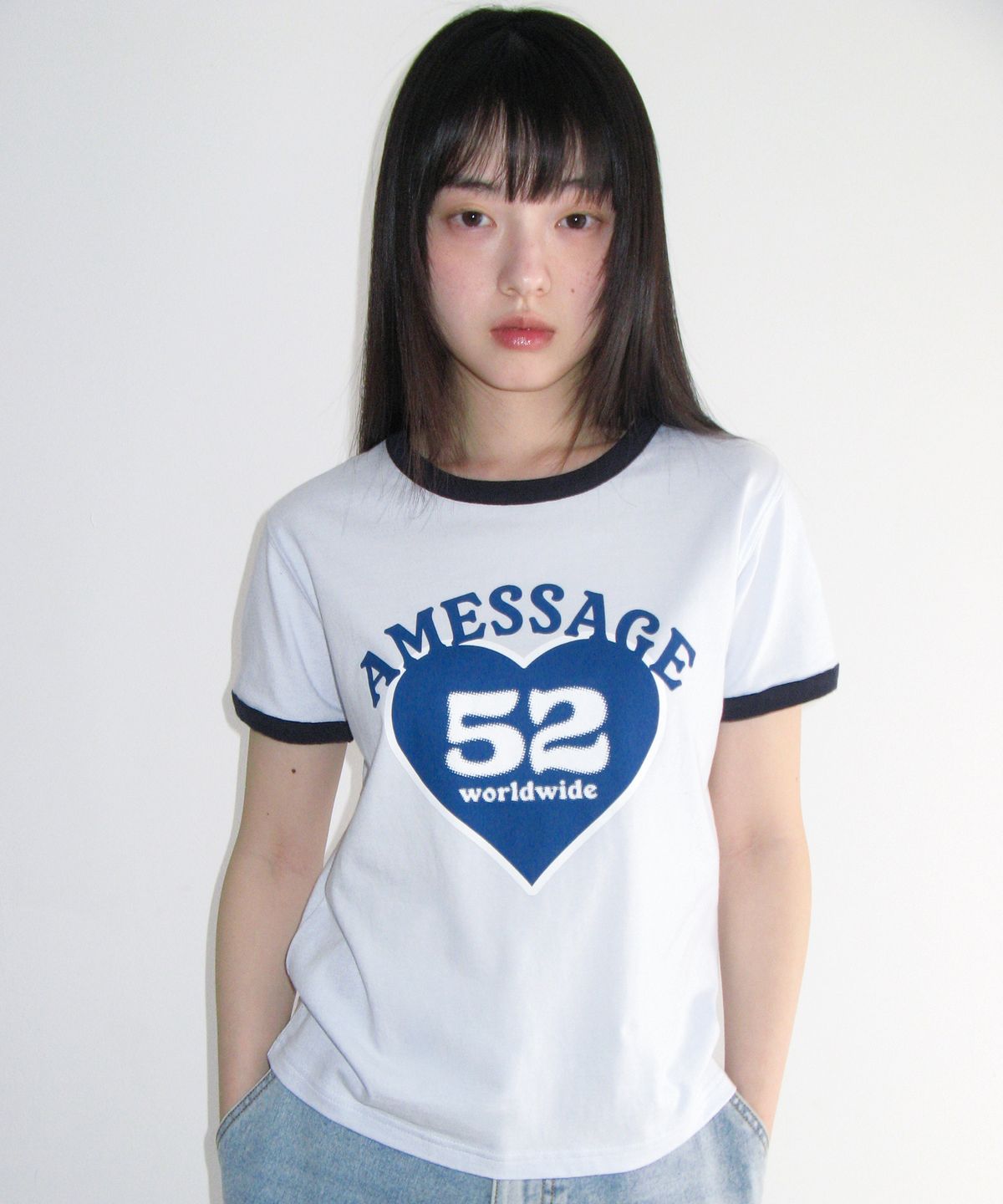 아메스 월드와이드(AMES-WORLDWIDE) 52 HEART RINGER CROP TEE BLUE