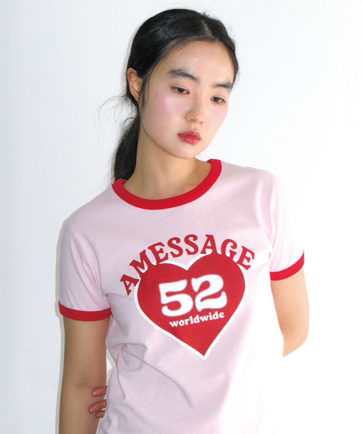 아메스 월드와이드(AMES-WORLDWIDE) 52 HEART RINGER CROP TEE PINK