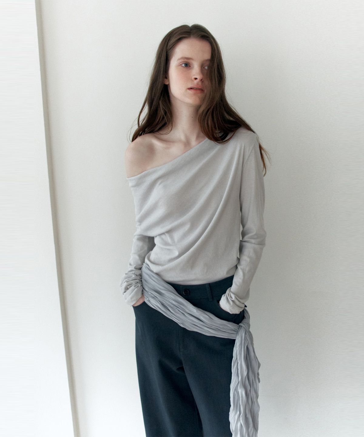 더 릴(THE LILLE) Flow Cotton Drape T_Light Gray