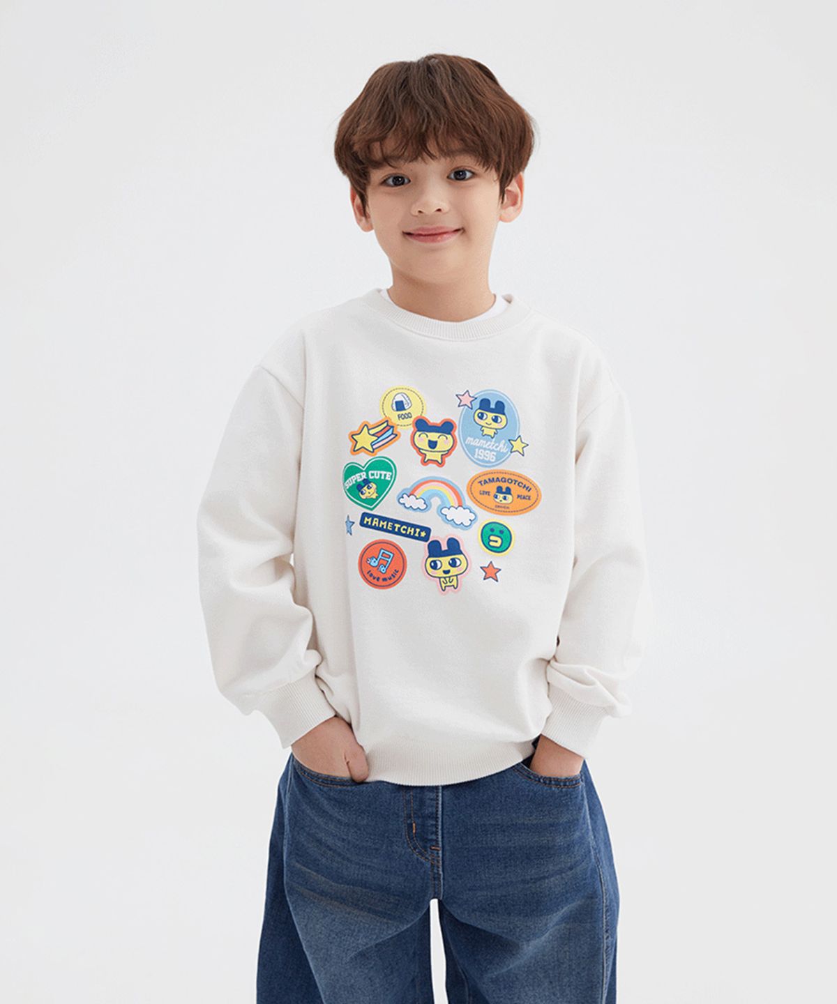 스파오 키즈(SPAO KIDS) [키즈] (다마고치) 스웨트셔츠 (기모)(CREAM)_SPMWF4TKU2