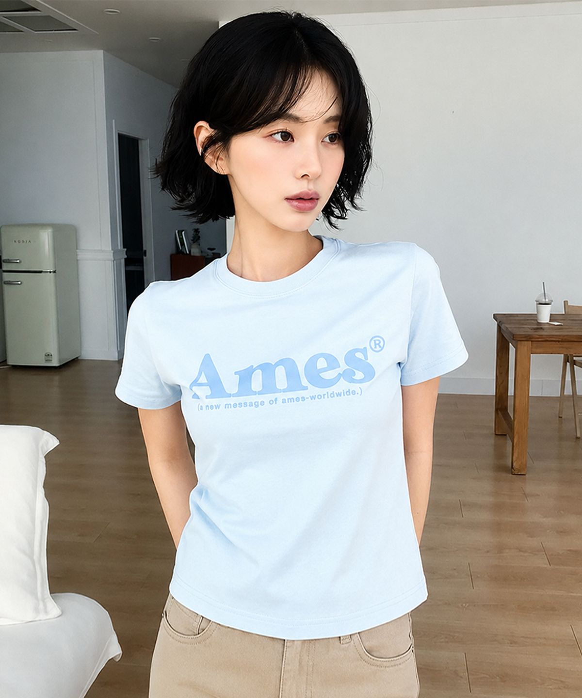 아메스 월드와이드(AMES-WORLDWIDE) BASIC LOGO TEE SKY BLUE