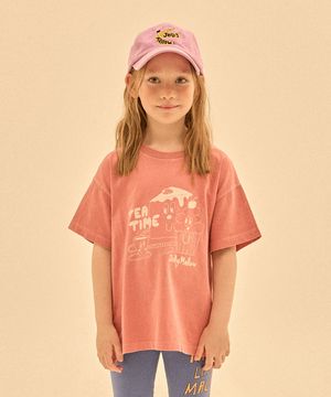 티타임 피그 숏 슬리브 티셔츠_인디코랄