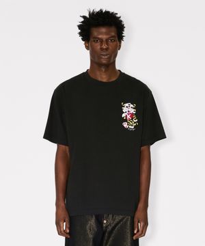 남성 갓츠 겐조 와일드 타이거 자수 오버사이즈 블랙 반팔 티셔츠_K265AMT309BKX