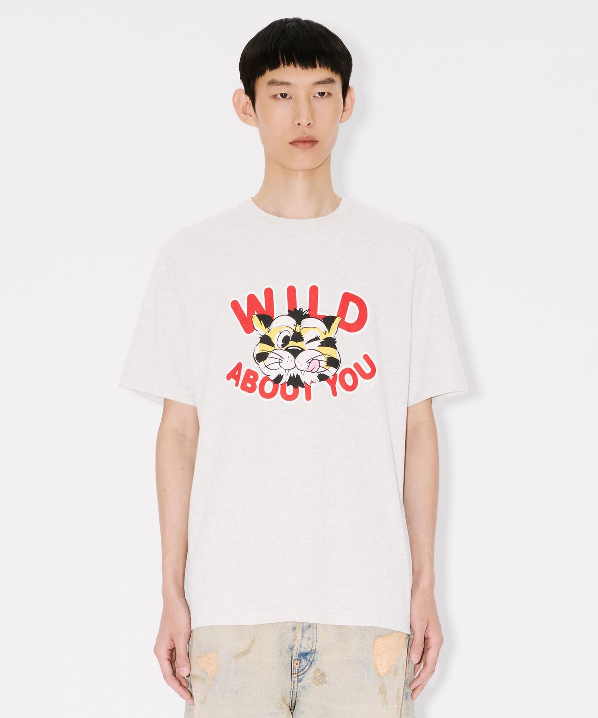 겐조(KENZO) 남성 겐조 와일드 타이거 클래식 그레이 반팔 티셔츠_K265AMT304LGX