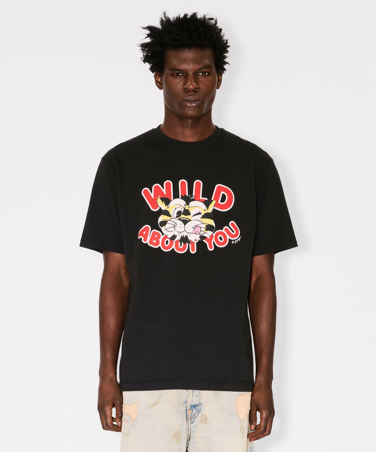 겐조(KENZO) 남성 겐조 와일드 타이거 클래식 블랙 반팔 티셔츠_K265AMT303BKX