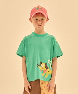 도그 사이드 숏 슬리브 티셔츠_그린