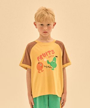 후르츠 배색 숏 슬리브 티셔츠_옐로우