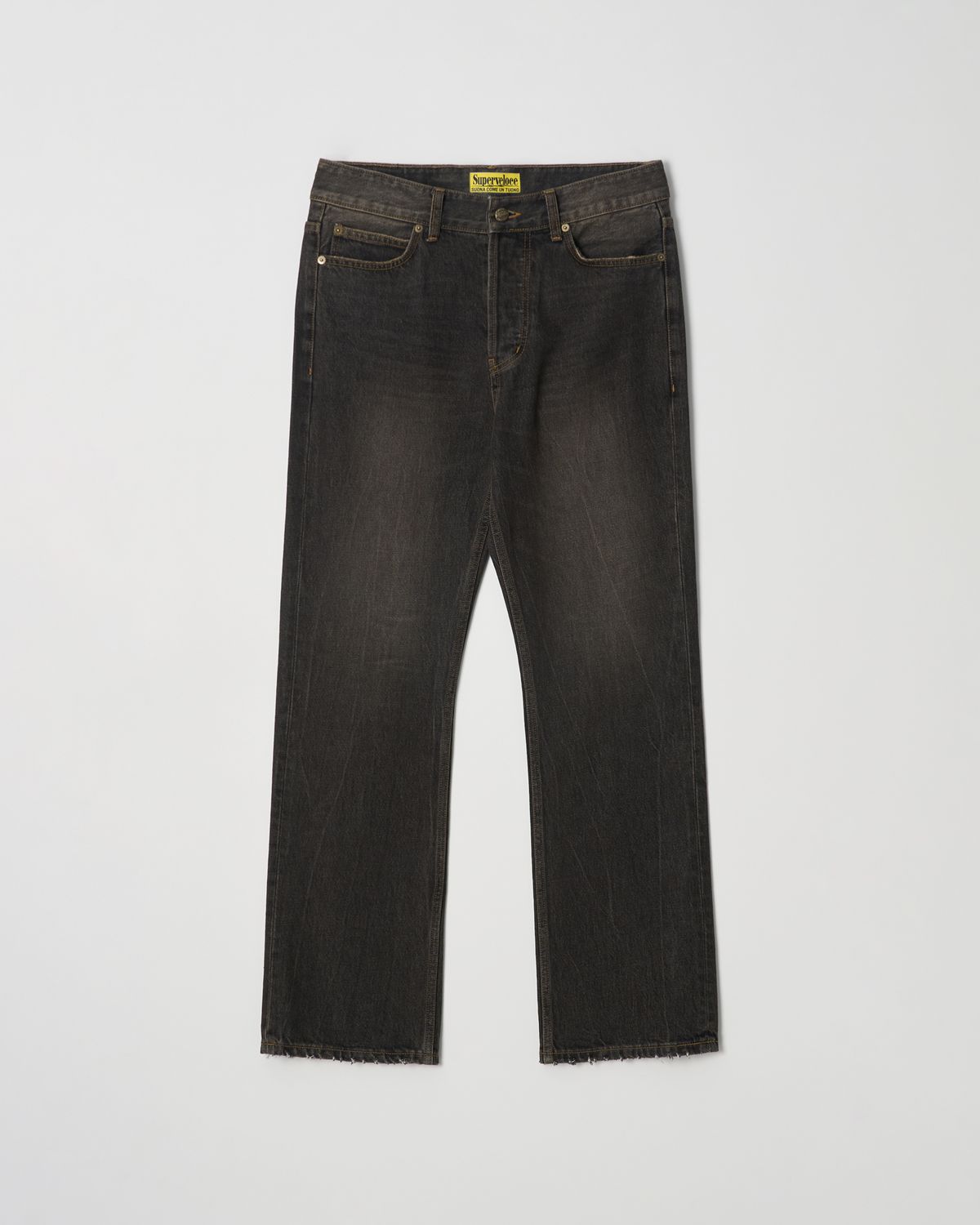 슈퍼벨로체(SUPERVELOCE) Loose Semi-Bootcut Black Jeans