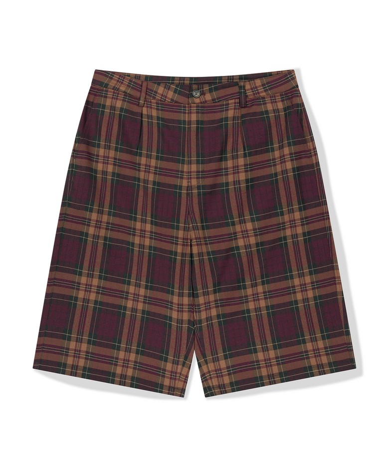 PLAID EASY SHORTS (BURGUNDY)