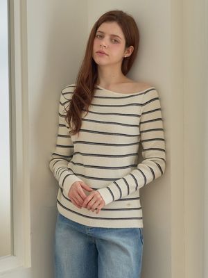 히얼오프숄더니트 2color