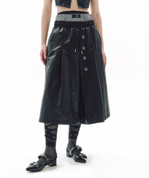 턱 플로우 스커트 버뮤다 팬츠