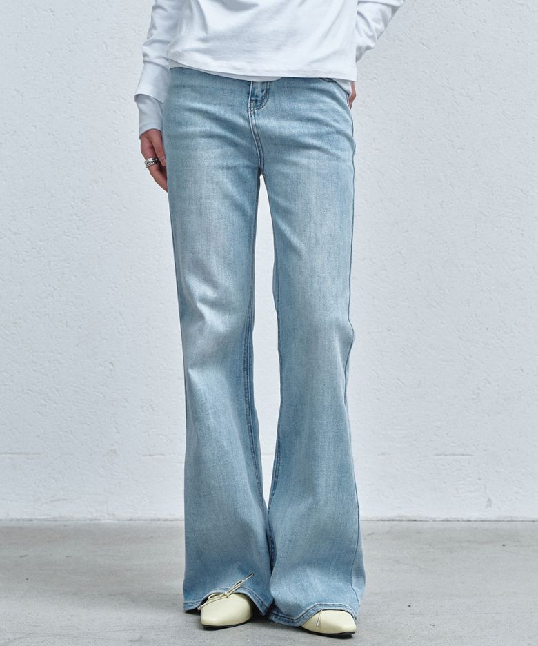REFINED SEMI FLARE DENIM PANTS_BLUE