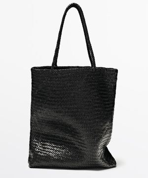 Large braided nappa leather tote bag