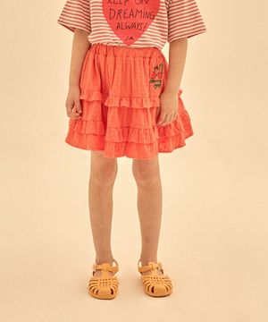 체리아이즈 프릴 스커트_레드오렌지