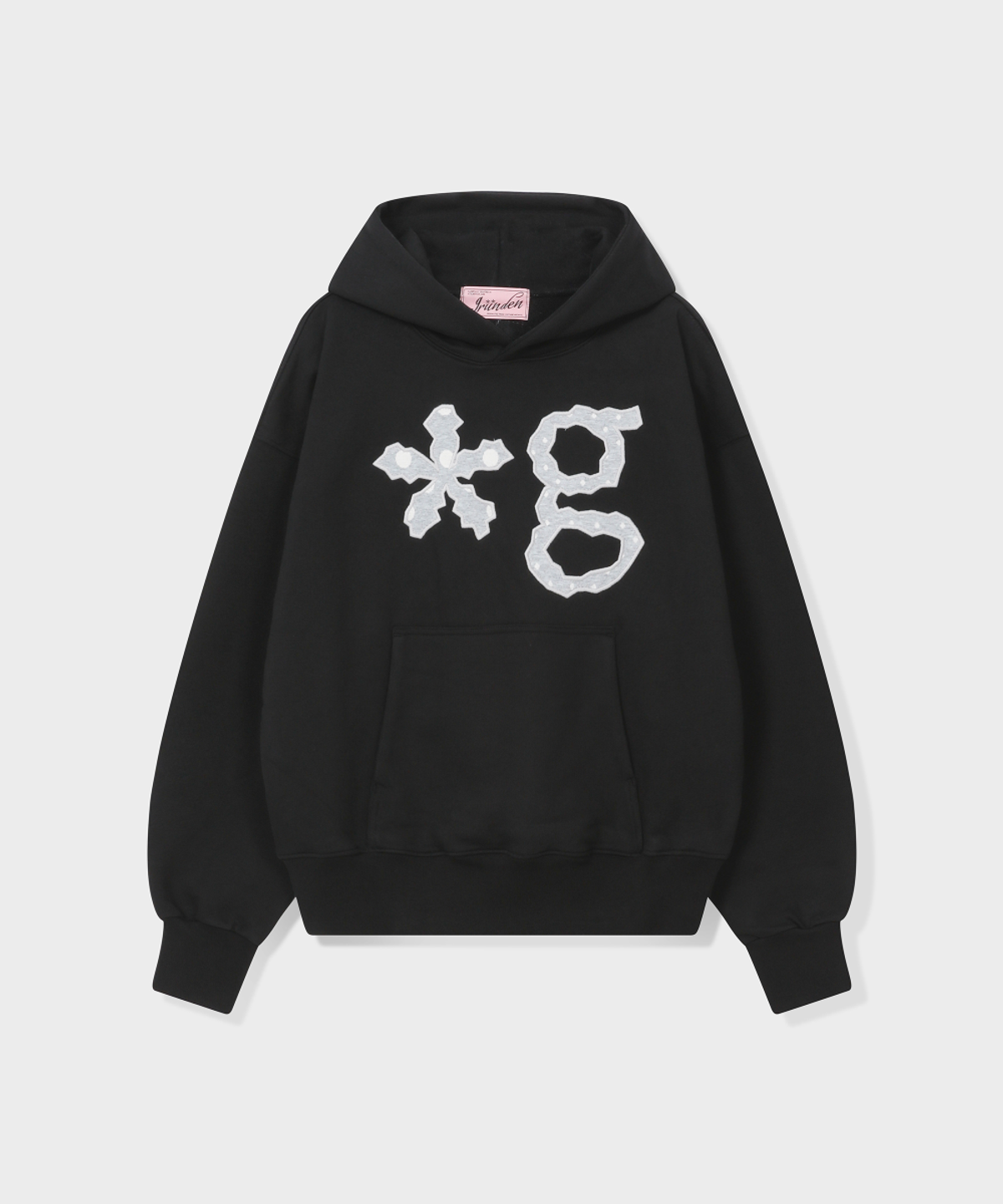 글런든(GRUNDEN) DOT LOGO APPLIQUE HOODIE (BLACK)
