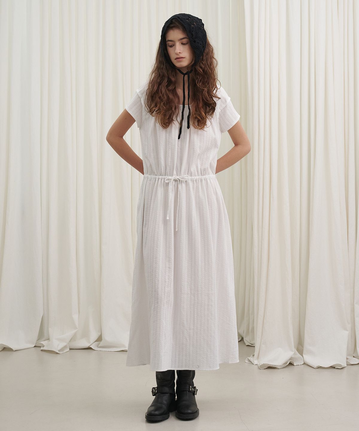 마롯(MARROT) Raglan Dobby Cotton Dress_White