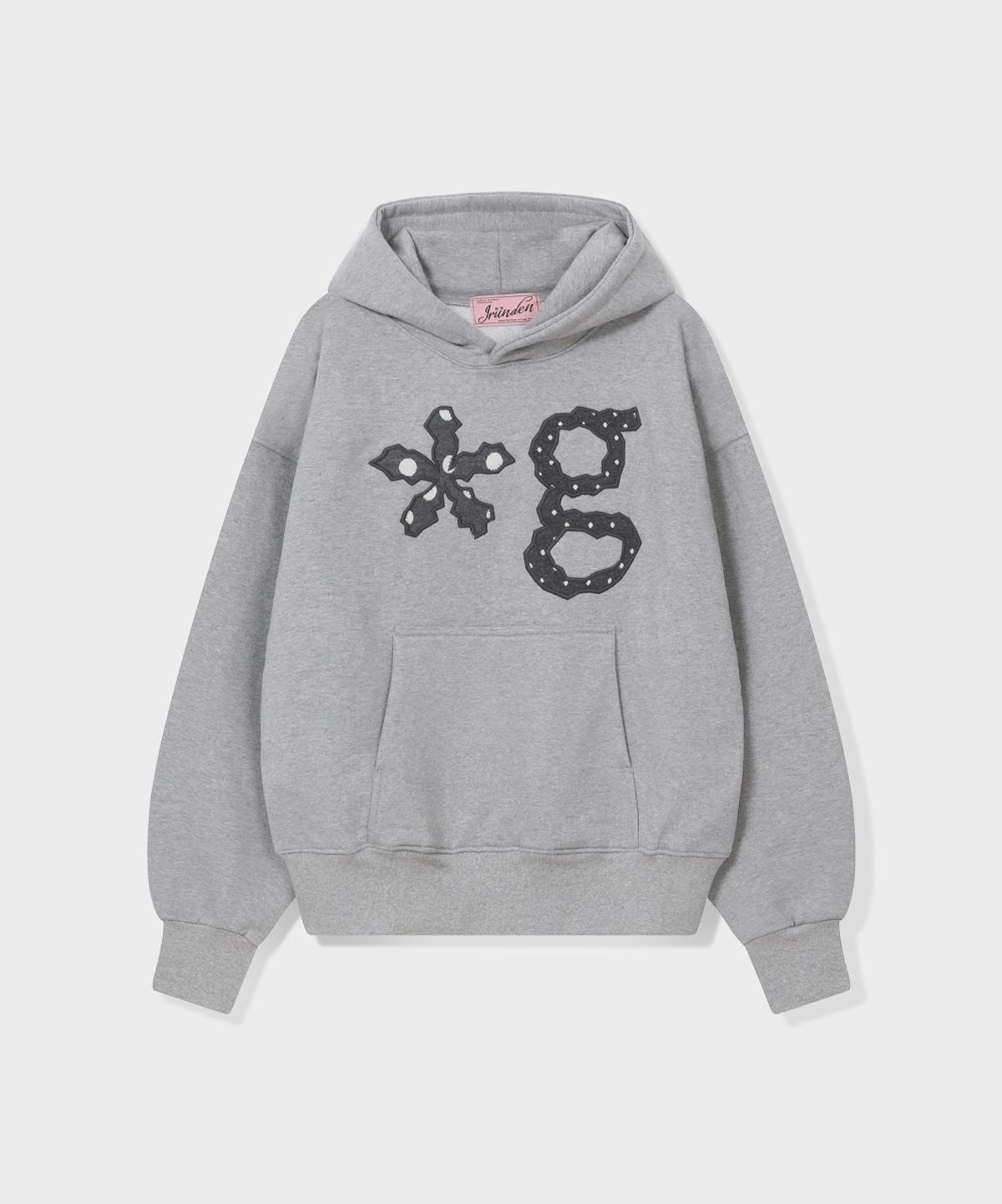 글런든(GRUNDEN) DOT LOGO APPLIQUE HOODIE (MELANGE GREY)