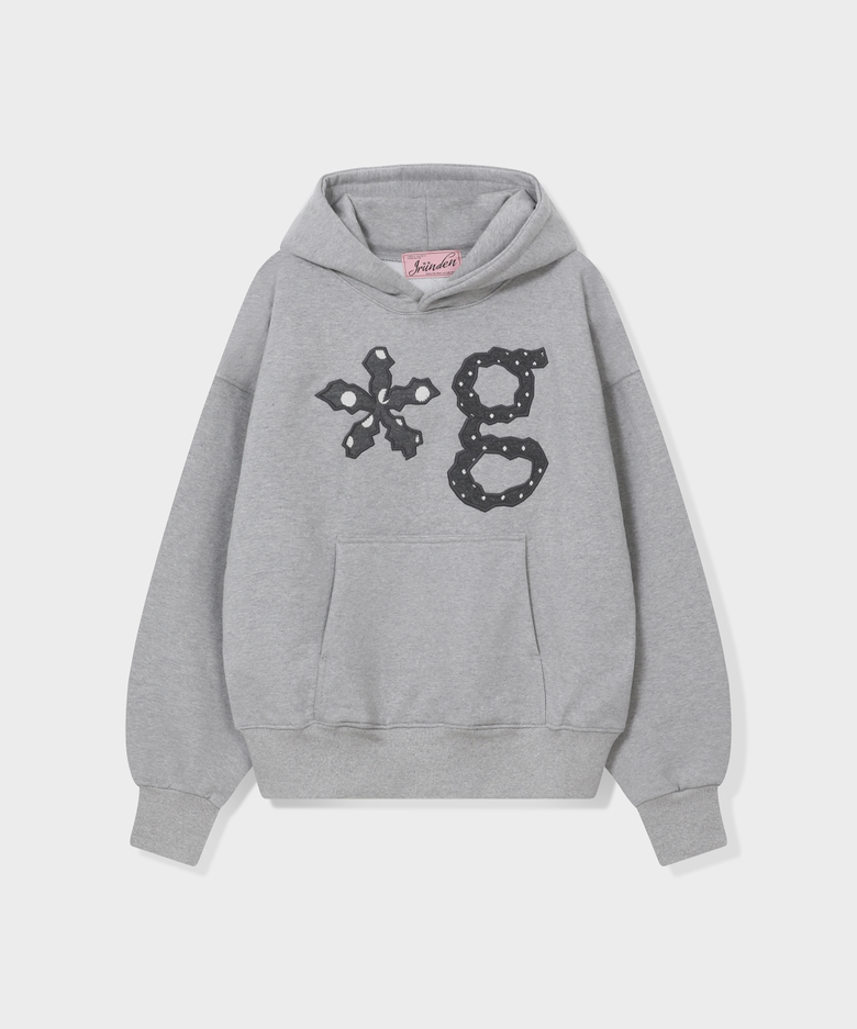 DOT LOGO APPLIQUE HOODIE (MELANGE GREY)