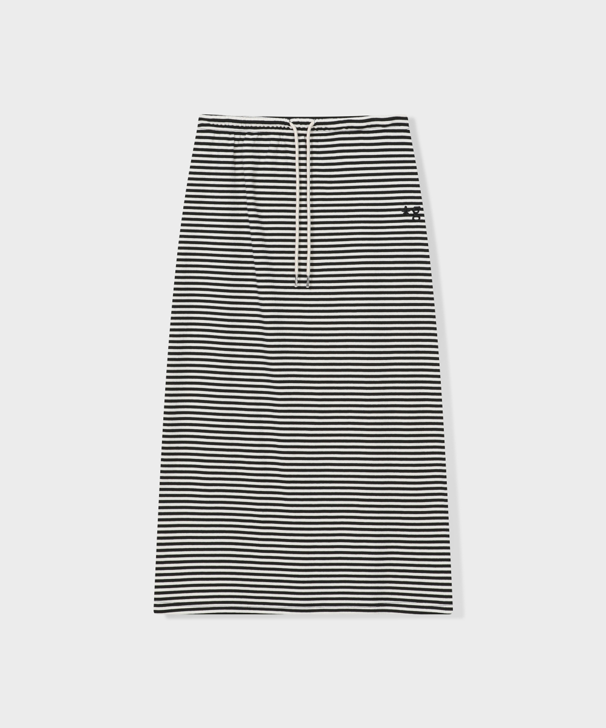 글런든(GRUNDEN) STRIPE LOGO SKIRT (BLACK)