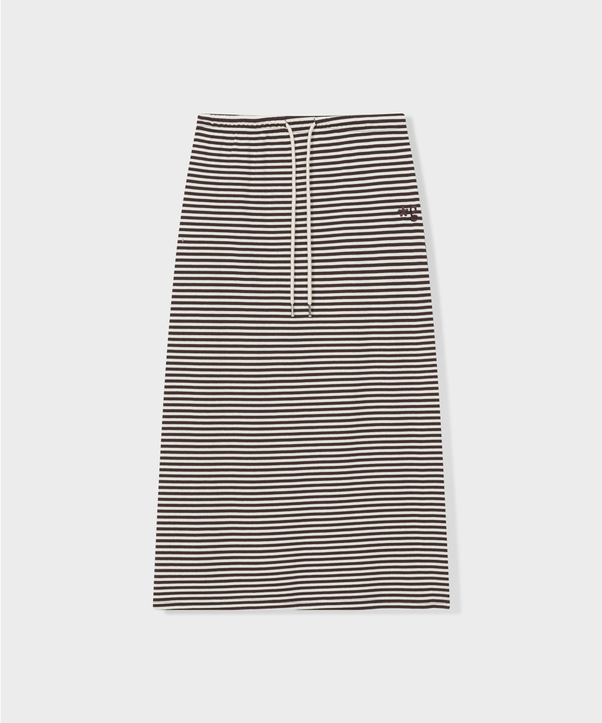 글런든(GRUNDEN) STRIPE LOGO SKIRT (BROWN)