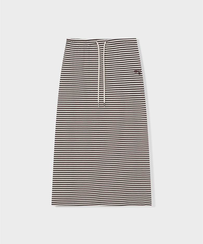 STRIPE LOGO SKIRT (BROWN)
