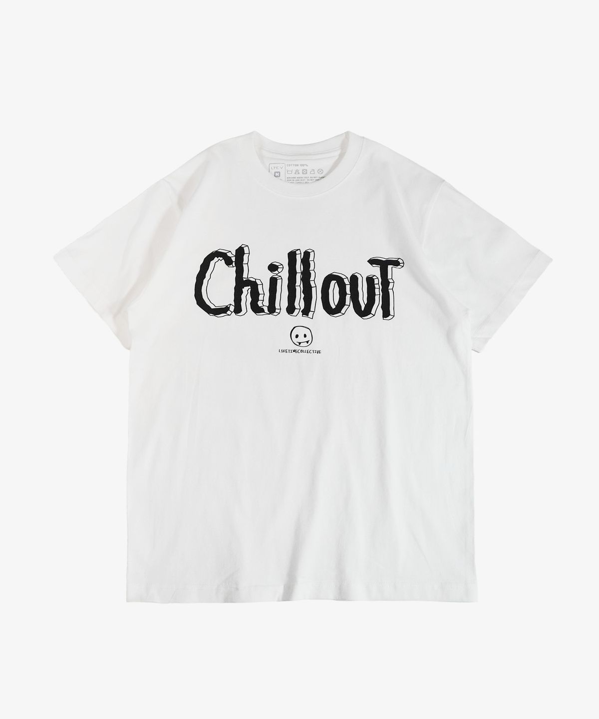 라이프타임콜렉티브(LIFETIMECOLLECTIVE) 칠아웃 그래픽 반팔 티셔츠 CHILL OUT  화이트