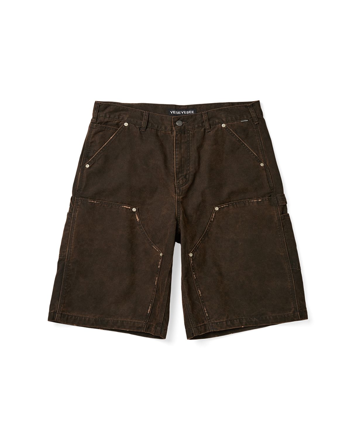 예스아이씨(YESEYESEE) Washed Canvas Carpenter Shorts Brown