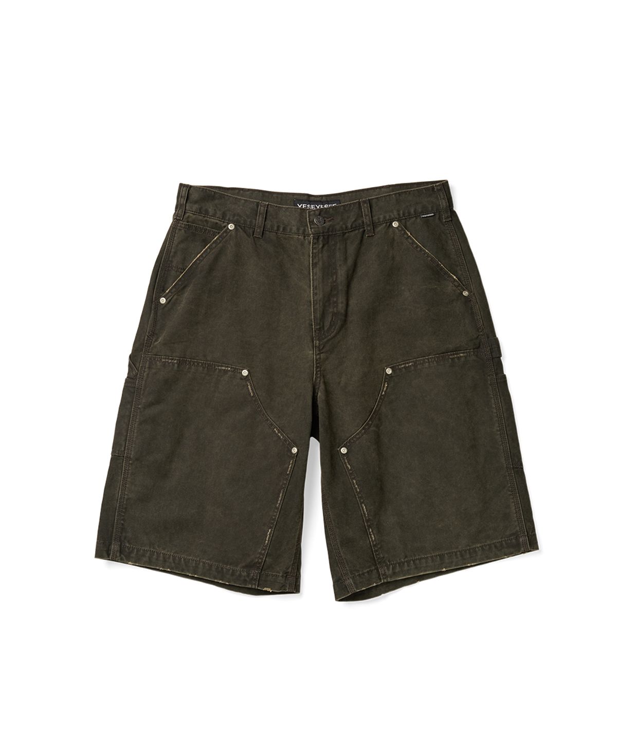 예스아이씨(YESEYESEE) Washed Canvas Carpenter Shorts Charcoal