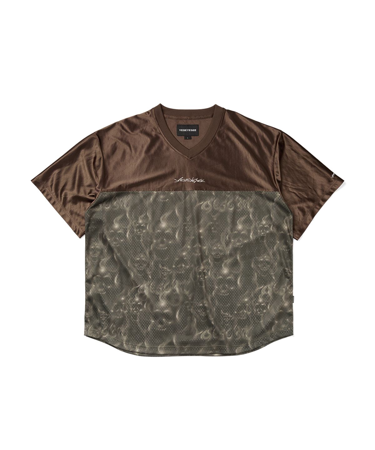 예스아이씨(YESEYESEE) Y.E.S Skull Mesh Tee Brown