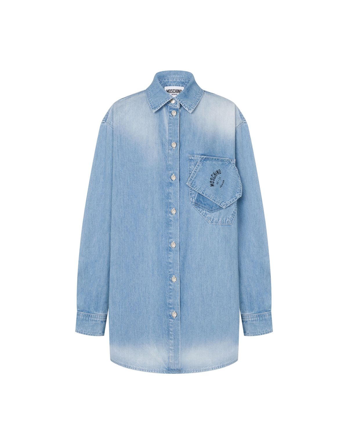 모스키노(MOSCHINO) 진스 빈티지 로고 라이트 데님 셔츠