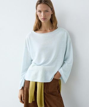 린넨 보트넥 니트 스웨터