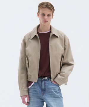 RAGLAN COTTON CROP BLOUSON - BEIGE