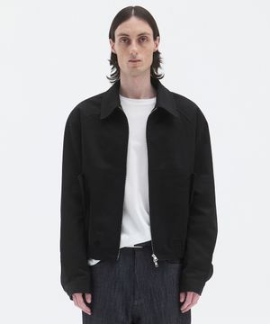 RAGLAN COTTON CROP BLOUSON - BLACK