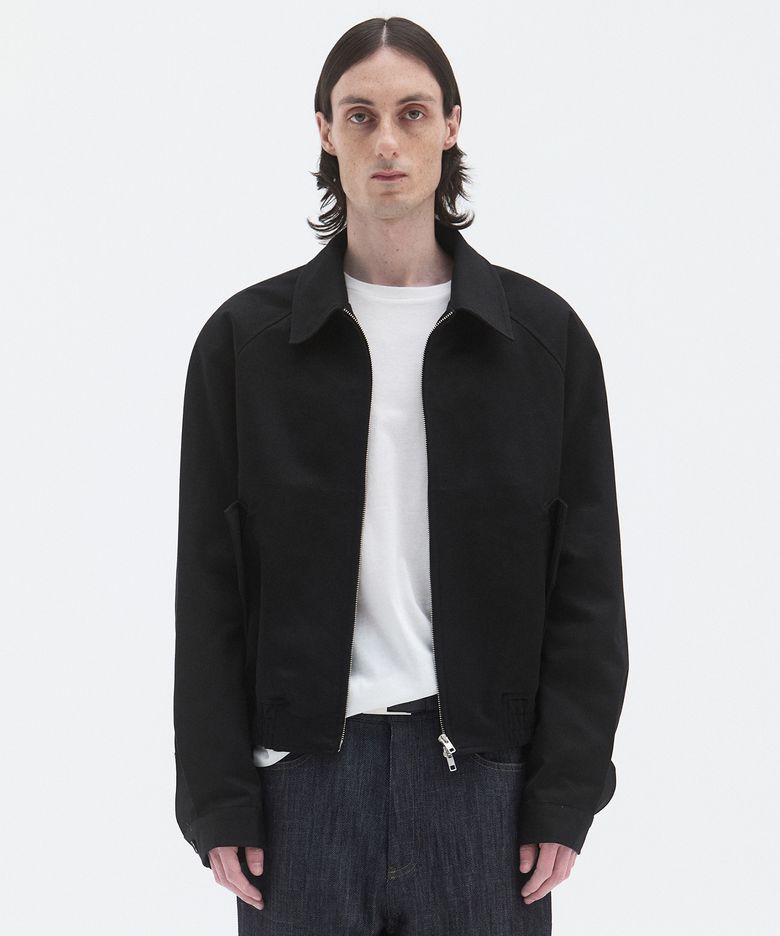 RAGLAN COTTON CROP BLOUSON - BLACK