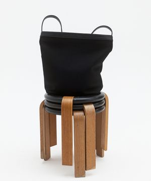 DOWNTOWN LEATHER TRIM BUCKET BAG - BLACK