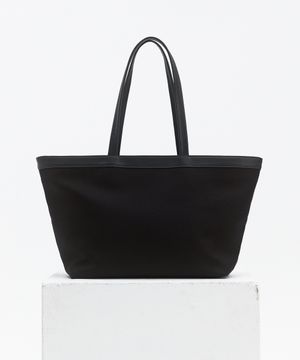 DOWNTOWN LEATHER TRIM TOTE BAG - BLACK