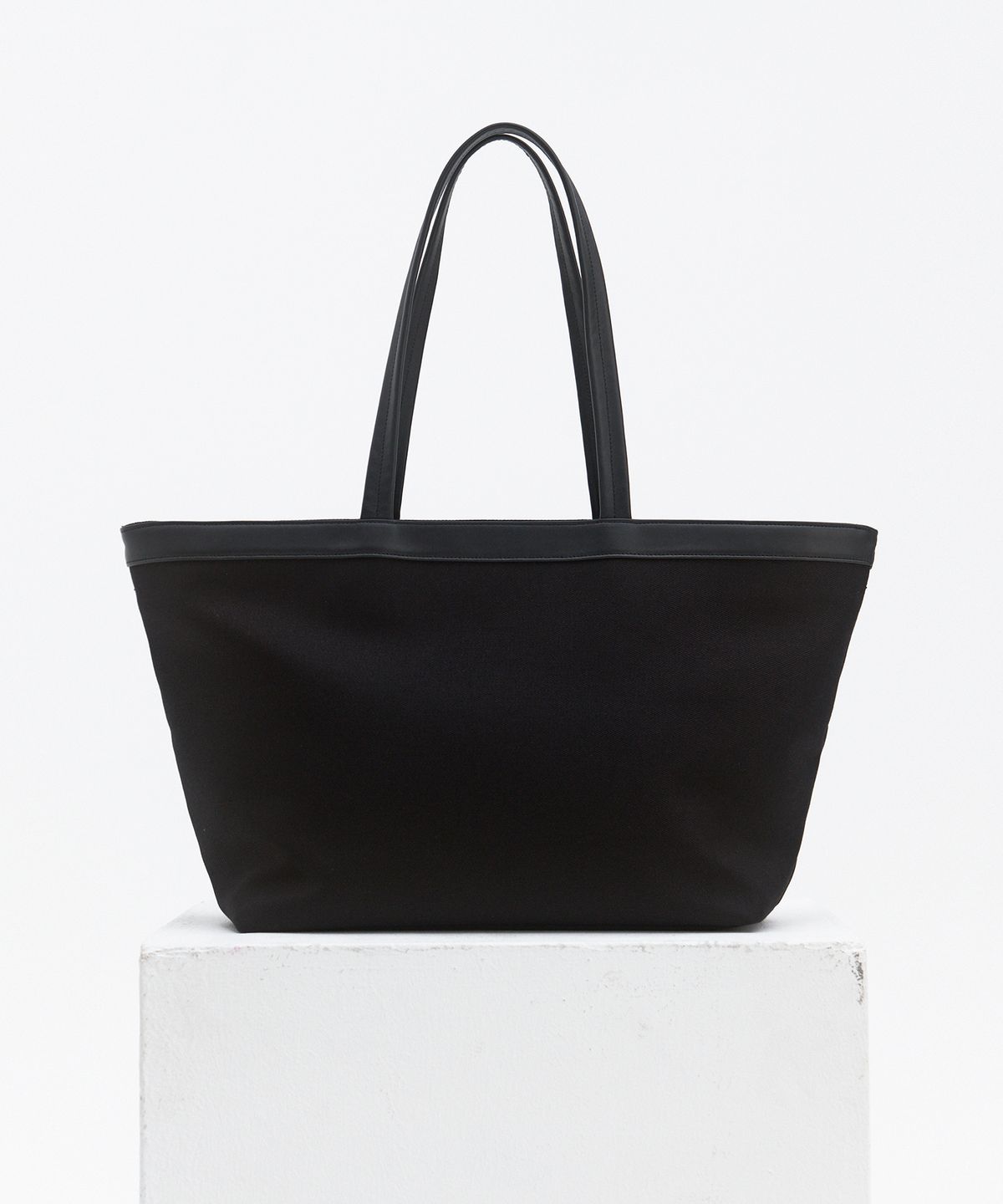 윈더(WINDER) DOWNTOWN LEATHER TRIM TOTE BAG - BLACK