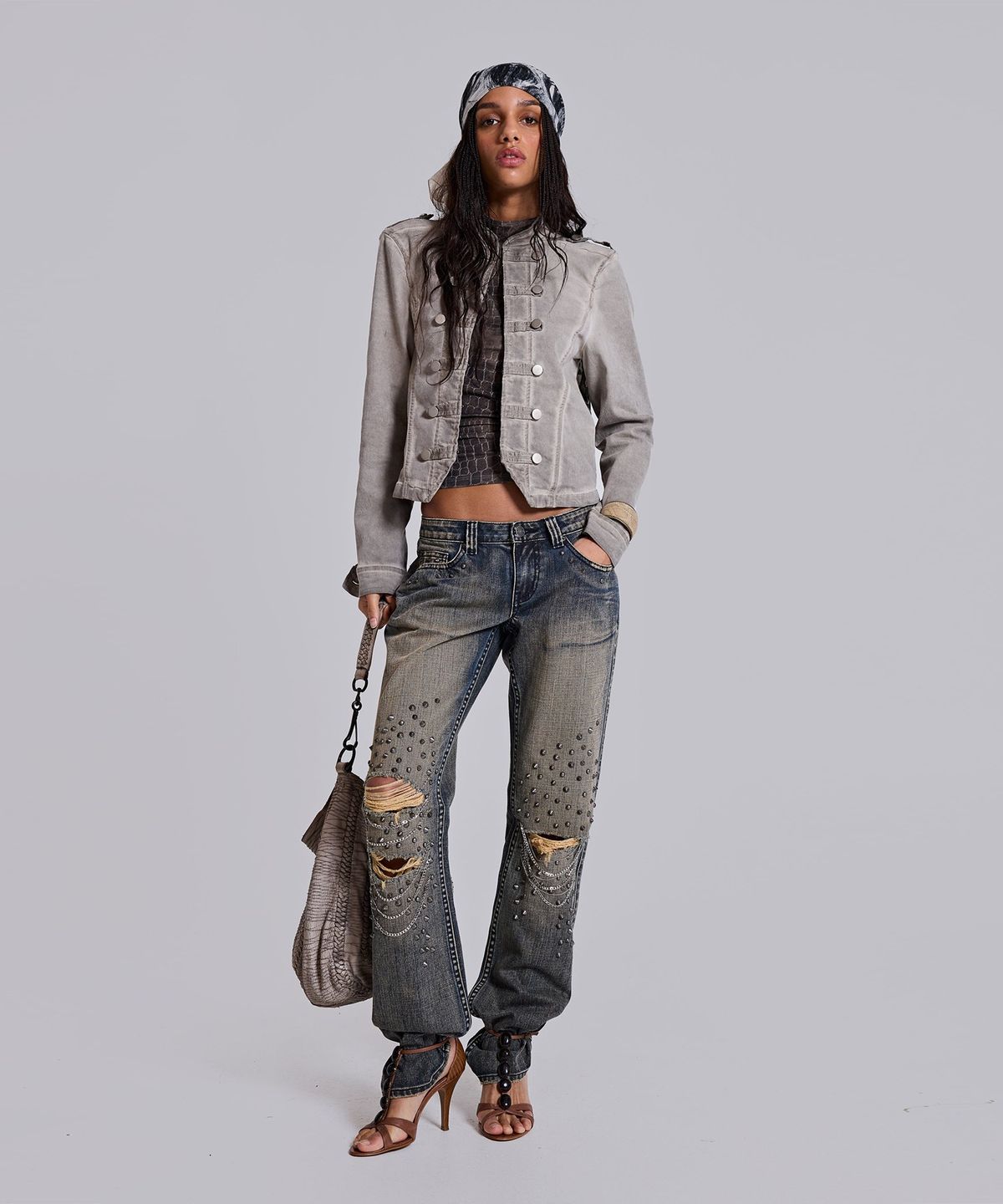 제이디드 런던(JADED LONDON) (W) 체인 디스트레스드 쿠퍼 진 블루 CHAIN DISTRESSED COOPER JEANS BLUE