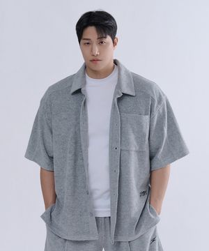 소프트 테리 오버핏 오픈 카라 티셔츠 (3color)