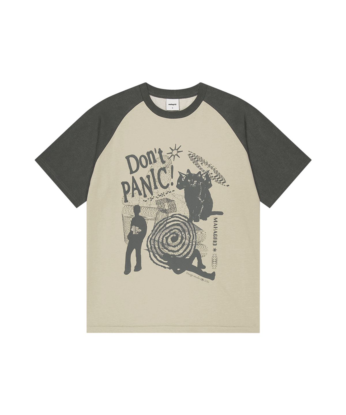 마하그리드(MAHAGRID) DON’T PANIC PIGMENT RAGLAN TEE CREAM(MG2GMMT535A)