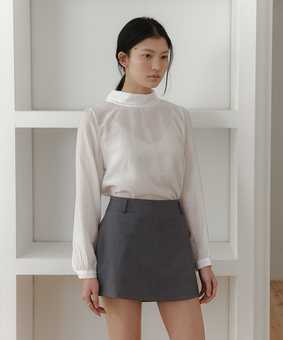 라미네즈(LAMINEZ) 테일러드 스커트 팬츠 - 그레이