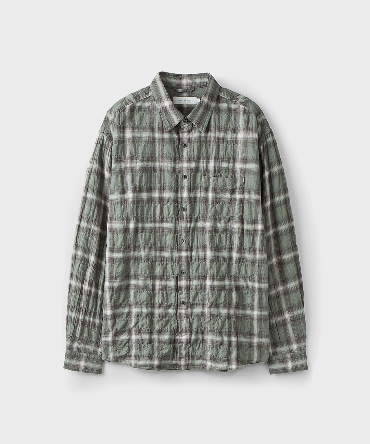 유니온블루(UNION BLUE) EDITOR CHECK SHIRT [MOSS GREEN]