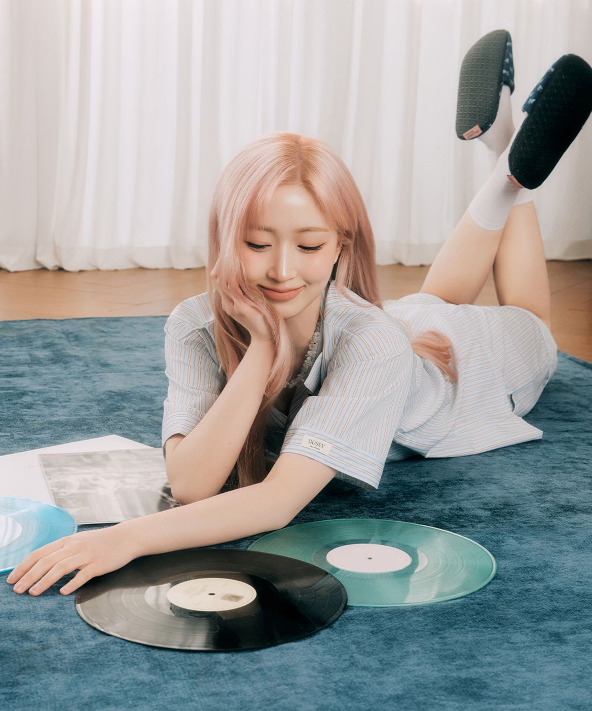 도씨(DOSSY) [2SET] 실크핏 데이 반팔 커플 잠옷 세트