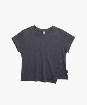 버튼 언발란스 반팔 티셔츠_Charcoal : RADIANT167