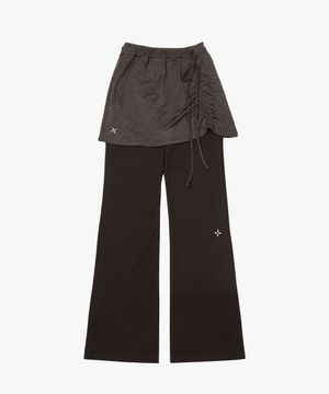 투웨이 셔링 레이어드 스커트 팬츠_Brown