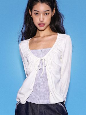 에이프릴 체크 레이어드 가디건 (2 Colors)