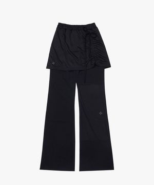 투웨이 셔링 레이어드 스커트 팬츠_Black